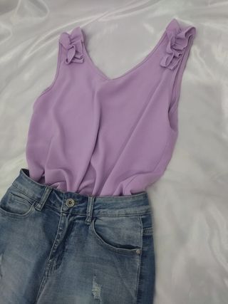 Blusa lila sin mangas