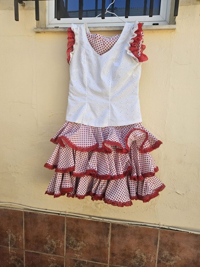 Traje Flamenco rojo-blanco