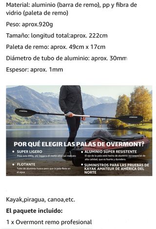 Remo Kayak Sup Piragua Canoa OVERMONT