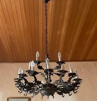 Lampadario Ottone Antico 12 Luci