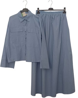 Conjunto falda y camisa - azul, rosa, Verde y neg