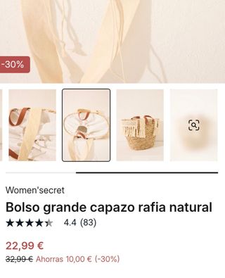 Bolso capazo de playa rafia beige