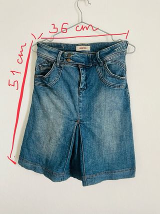 T34 MNGjeans MANGO Falda vaquera acampanada azul 