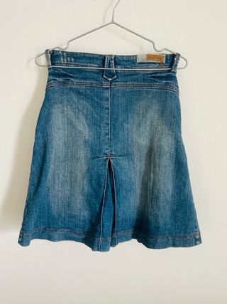 T34 MNGjeans MANGO Falda vaquera acampanada azul 