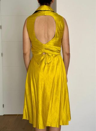 Vestido fiesta amarillo-verde