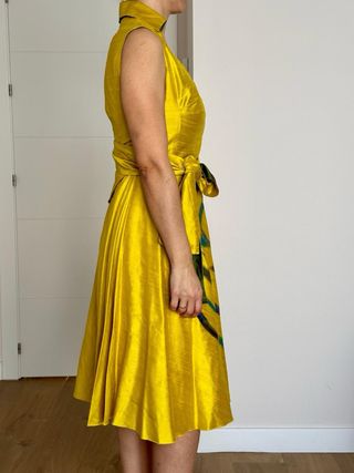 Vestido fiesta amarillo-verde