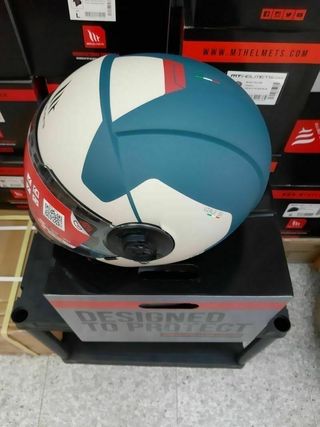 CASCO JET MT VIALE AZUL BLANCO