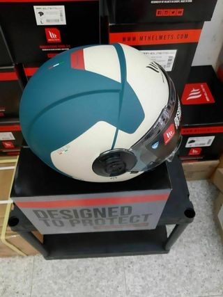 CASCO JET MT VIALE AZUL BLANCO