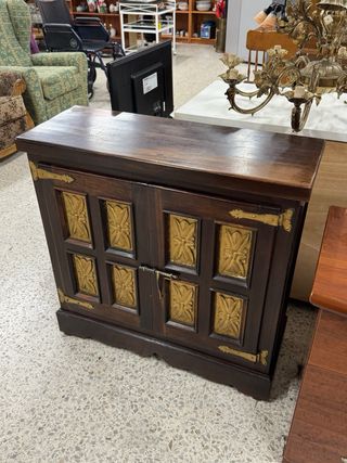 Mueble recibidor vintage madera dorada