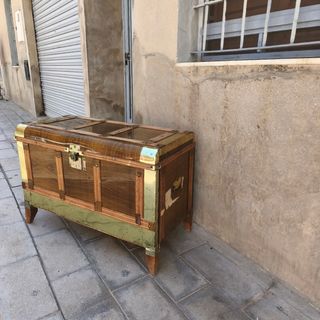 Baul antiguo madera arcón para almacenar