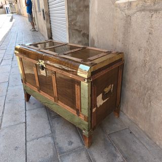 Baul antiguo madera arcón para almacenar
