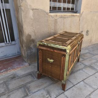 Baul antiguo madera arcón para almacenar