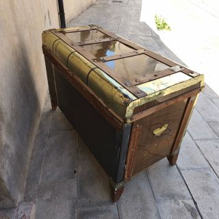 Baul antiguo madera arcón para almacenar