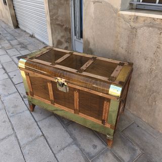 Baul antiguo madera arcón para almacenar