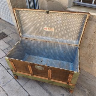 Baul antiguo madera arcón para almacenar