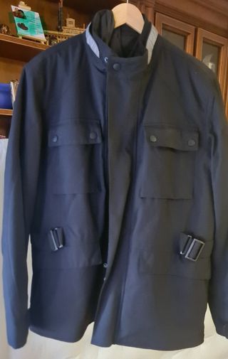 Chaqueta moto negra textil