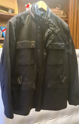 Chaqueta moto negra textil