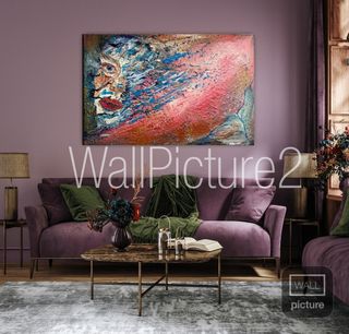 Quadro astratto - colori blu e rosa