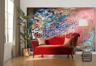 Quadro astratto - colori blu e rosa