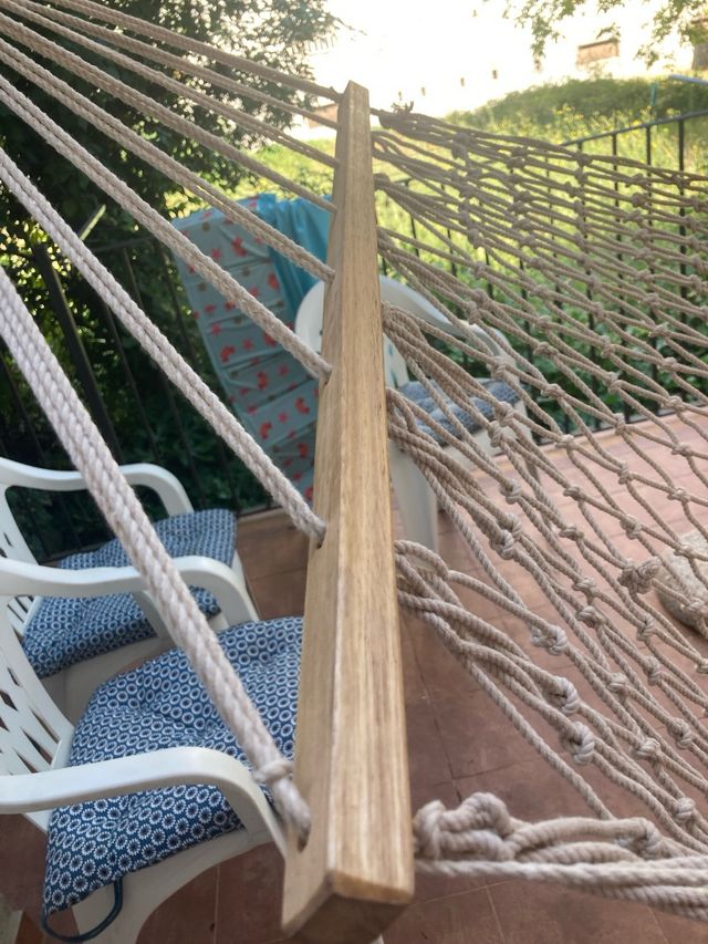 Hamaca beige algodón-madera