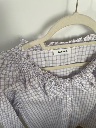 Camisa Sandro vichy blanca-morada