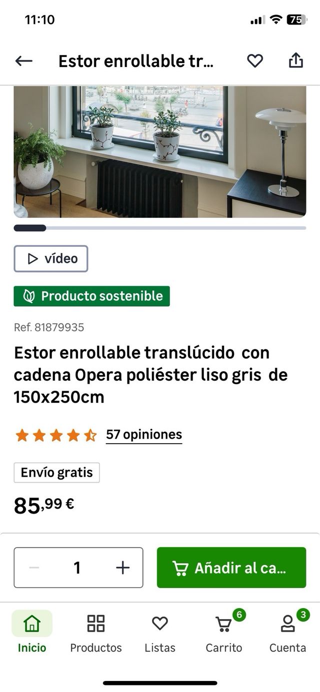 Estor enrollable gris 150 x  250