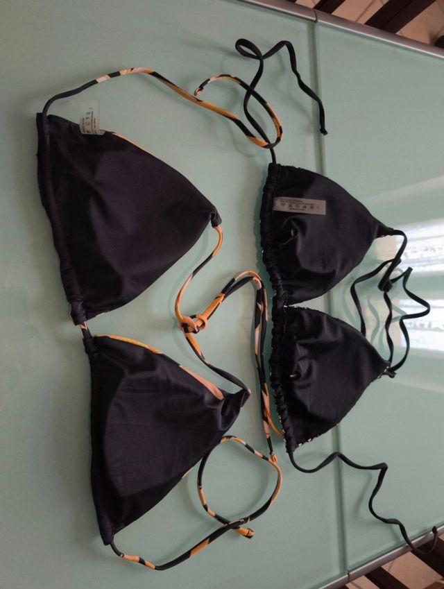 Bikini 2 pezzi: top argento e floreale