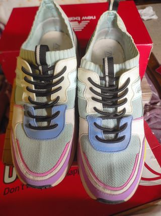 Zapatillas Zara 40 - Moradas y Verde Agua