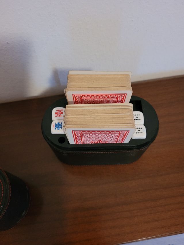 Set gioco carte dadi vintage