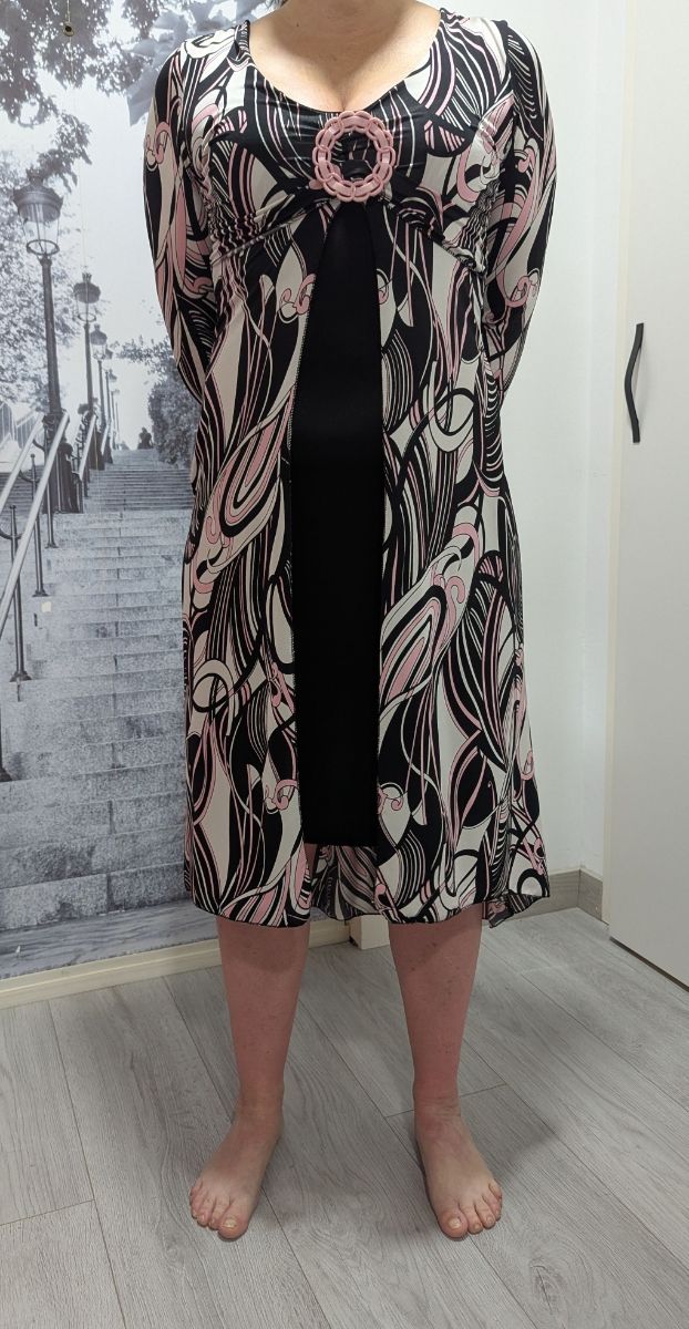 Vestido manga larga bicolor