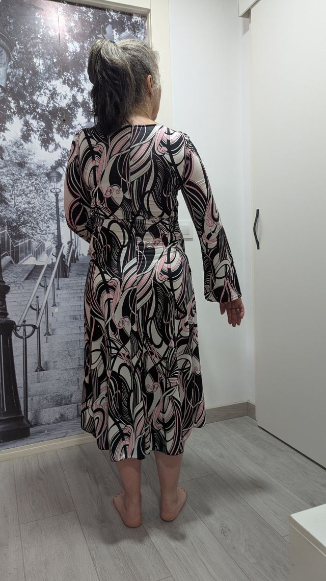 Vestido manga larga bicolor