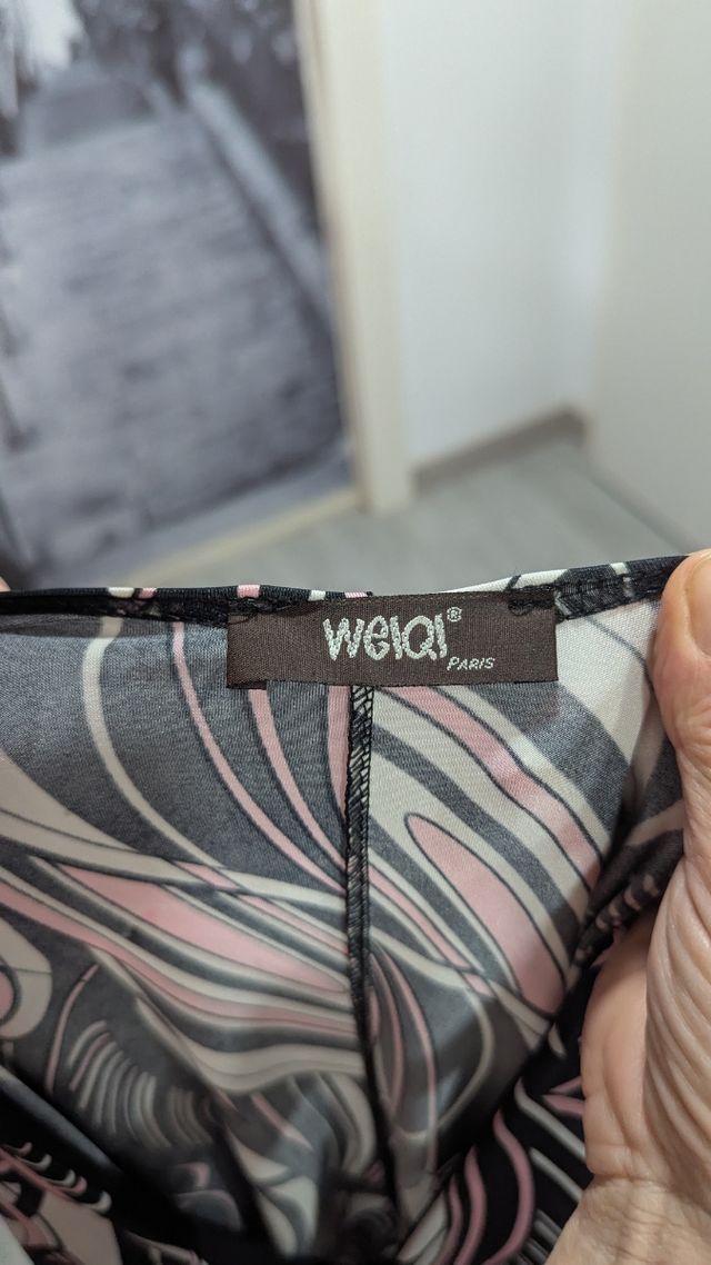 Vestido manga larga bicolor