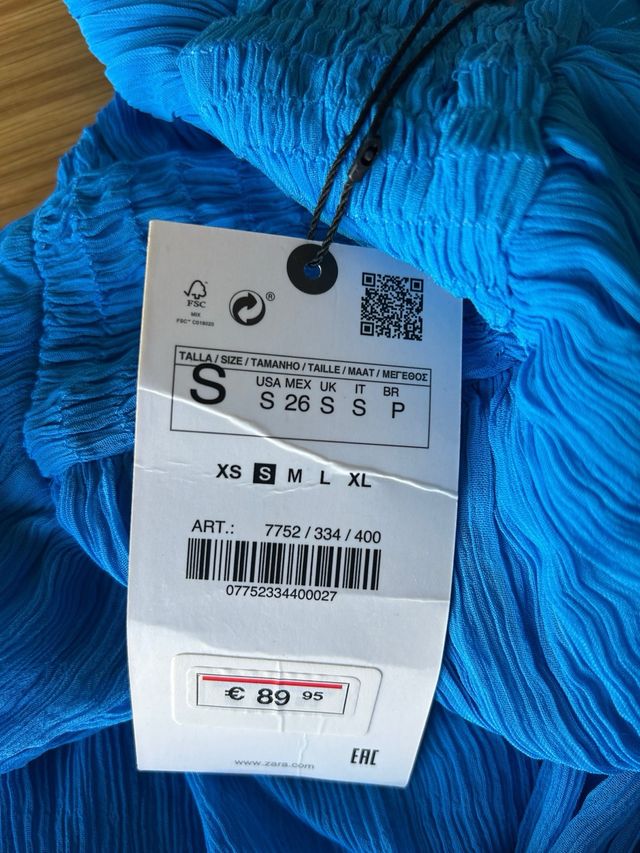 Vestido Zara azul talla S - NUEVO