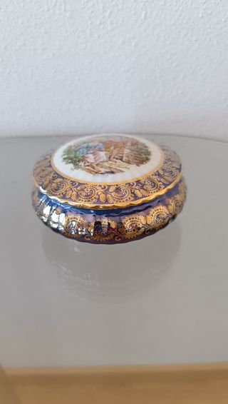 Joyero porcelana Limoges azul y dorado
