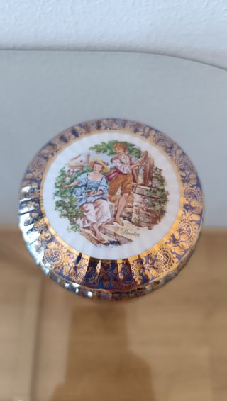 Joyero porcelana Limoges azul y dorado