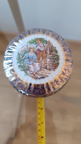 Joyero porcelana Limoges azul y dorado