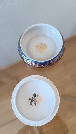 Joyero porcelana Limoges azul y dorado