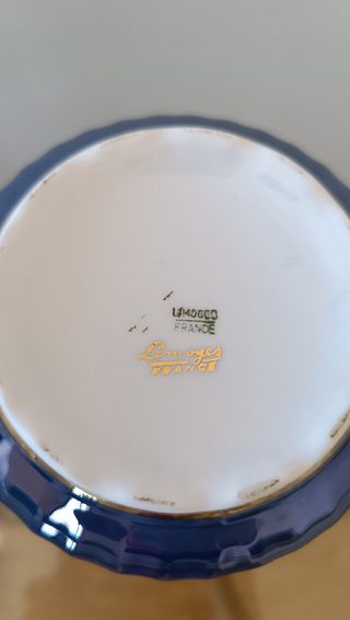 Joyero porcelana Limoges azul y dorado