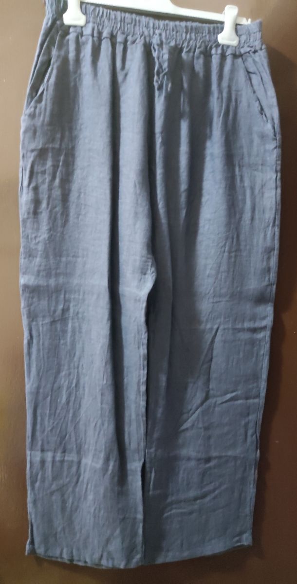 Pantaloni lino donna - blu grigio