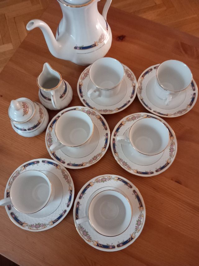 Juego de café porcelana azul y blanco