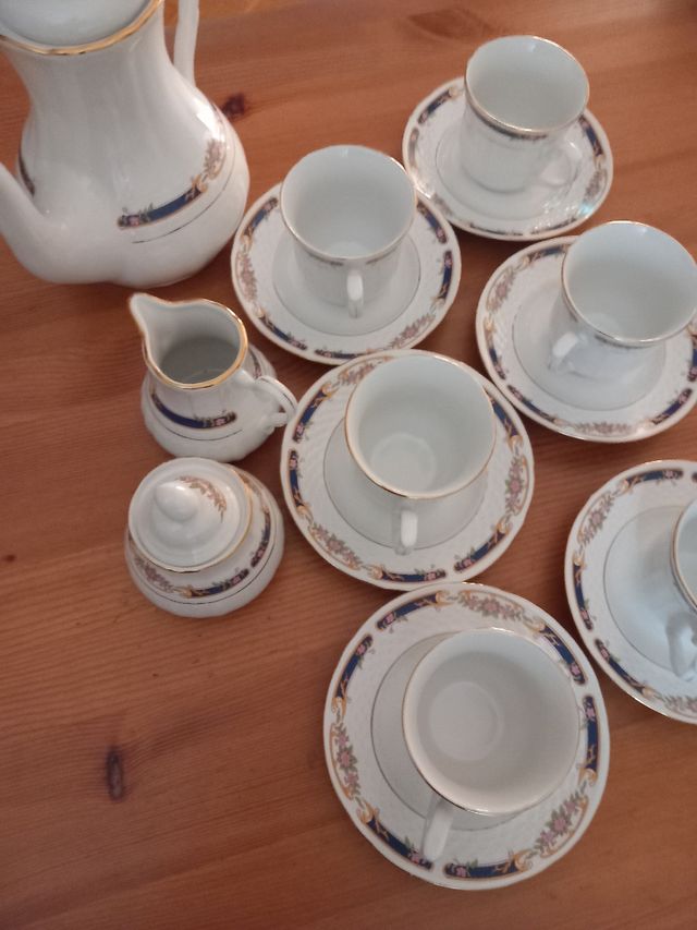 Juego de café porcelana azul y blanco