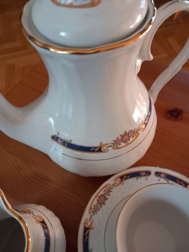 Juego de café porcelana azul y blanco