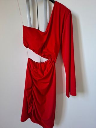 Vestito rosso monospalla