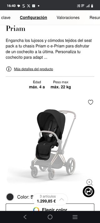 Cybex Priam + silla coche +Base T coche+ 2 bolsos 