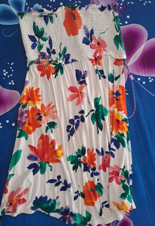 Vestido blanco estampado flores