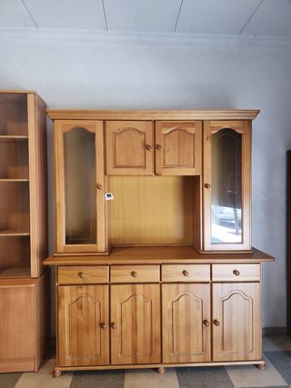 Librería con vitrina - Madera maciza
