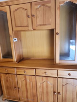 Librería con vitrina - Madera maciza