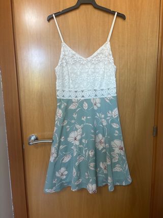 Vestido Shein Blanco y Verde Agua