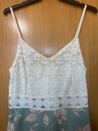 Vestido Shein Blanco y Verde Agua