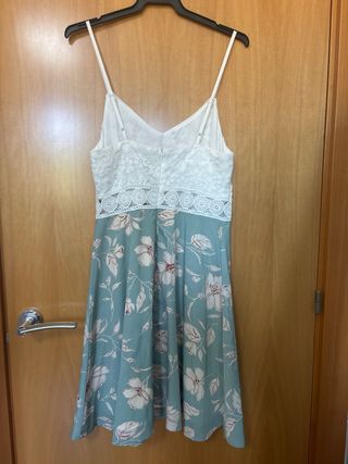 Vestido Shein Blanco y Verde Agua